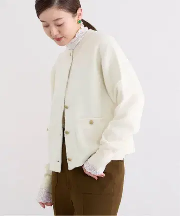 IENA 더블 페이스 니트 가디건 화이트