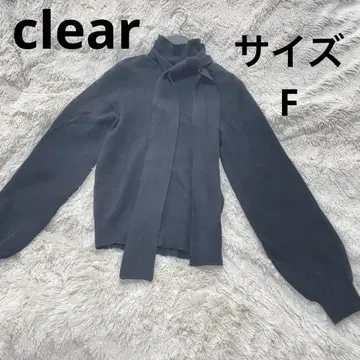 클리어 리본 타이 블랙 터틀넥 니트