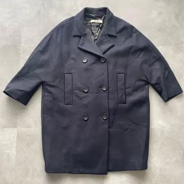 ab 네이비 더블 브레스트 오버 사이즈 코트