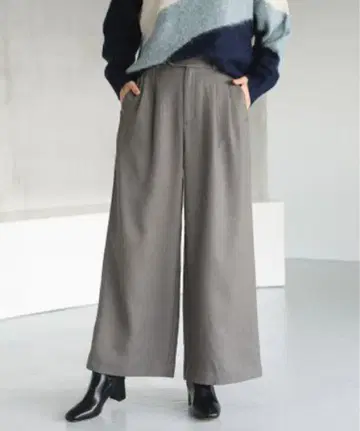 글로벌 워크 관리 편한 턱 와이드 팬츠 L 그레이