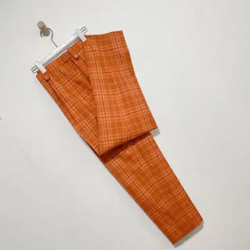 DAKS 닥스 레어 컬러 오렌지 체크 하이웨스트 팬츠