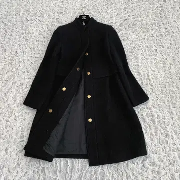 에포카 절개 울 코트 골드 버튼 푸들 울 40