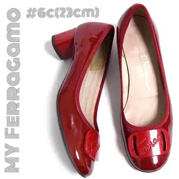마이페라가모 로고 플레이트 에나멜 펌프스 신발 레드 6C (23cm)
