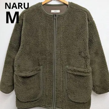 NARU 1 보아 플리스 자켓 노카라 카키