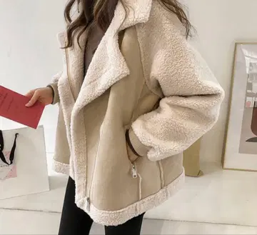 화이트 플리스 자켓 무스탕 여성용 가을/겨울 자켓