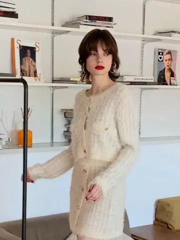 jouetie 트위드라이크 니트 가디건 [ 셋업 가능 ]