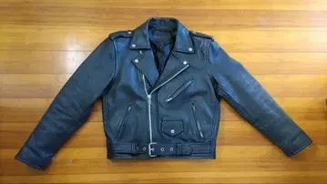 블랙 가죽 더블 라이더 자켓