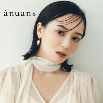 anuans 아뉴앙스 커브 펄 귀걸이 대형 액세서리 골드