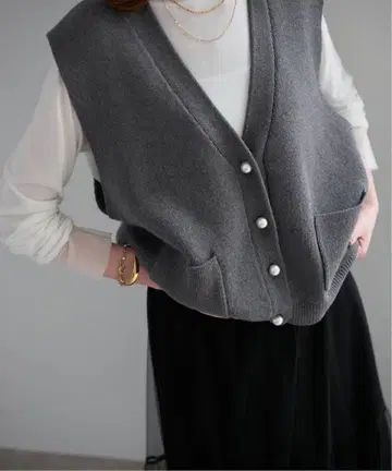 SLOBE IENA 펄 니트 베스트 새상품 그레이