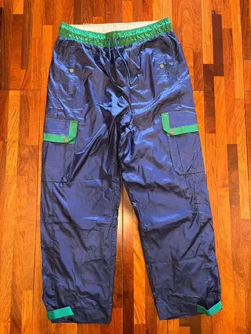 Li-Ning (중국 리닝) XXL 폴리에스테르 카고 팬츠 네이비/그린