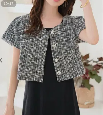 트위드풍 숏 기장 상의