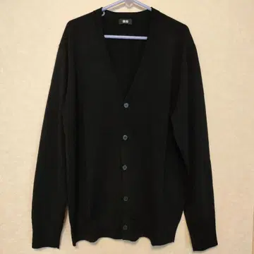유니클로 메리노울 가디건 블랙 L 사이즈 V넥