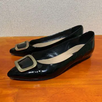 파비오 루스코니 스퀘어 벨트 에나멜 플랫슈즈 25cm 39