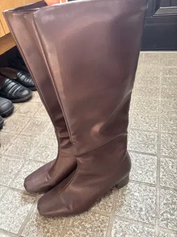 heal me 스퀘어토 스트레치 롱 부츠 브라운 24cm