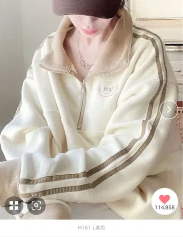 자수 플리스 아노락 오버 사이즈 하프 지퍼 풀오버