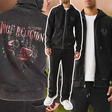 트루 릴리전 셋업 풀 집업 후드티 플레어 팬츠