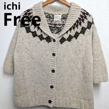 ichi 7부 소매 가디건 카우친 니트