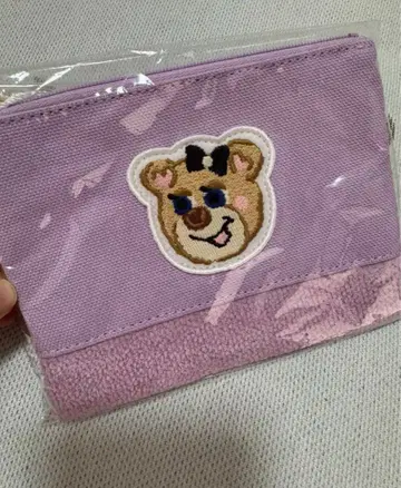라벤더 자수 곰 파우치