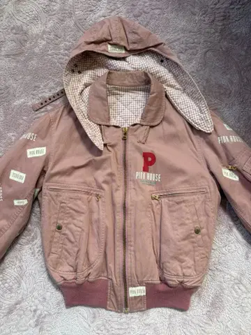 핑크하우스 블루종 후드 부착 점퍼