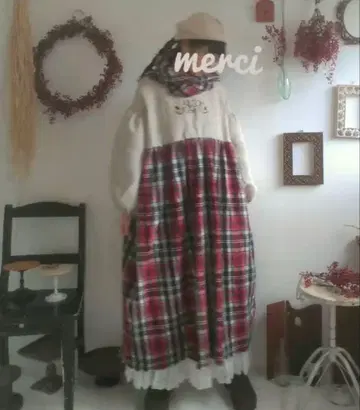 핸드메이드 작가 ariaribanana 빨간 체크 원피스