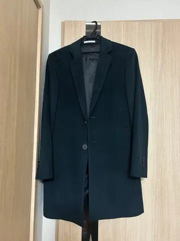 블랙 울 혼방 체스터 코트