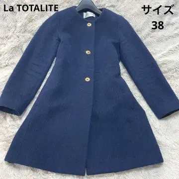 La TOTALITE 네이비 알파카 롱 코트 골드 버튼