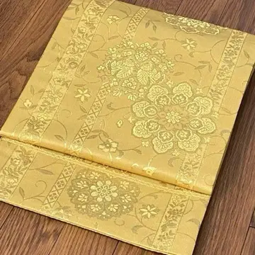 전통 후쿠로 오비 아라베스크 약간 어두운 겨자색 골드