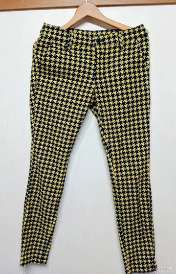 Jack Bunny!! 팬츠 블랙과 옐로우 컬러 하운드 투스 패턴 속기모