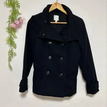 H&M 피코트 더블 버튼 더블 브레스트 피코트 블랙