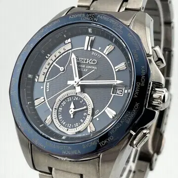 [ 작동 ] 세이코 브라이츠 월드 타임 전파 솔라 티타늄 손목시계