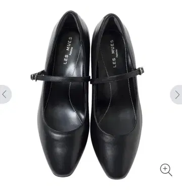 LES MUES 블랙 가죽 중간 힐 펌프스 EEEE