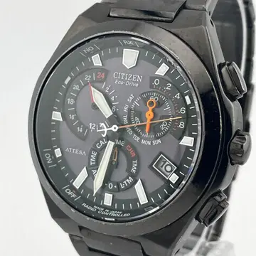 [ 가동 ] 시티즌 에코 드라이브 아테사 티타늄 전파 솔라 손목시계 블랙