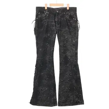 토네이도 마트 플레어 팬츠 페이즐리 무늬 블랙