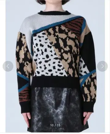 EVRIS 니트 레오파드 무늬 제브라 패턴 애니멀 프린트 갸루 에브리스