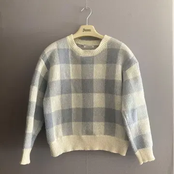 OLIVE des OLIVE 스카이블루 체크 긴팔 니트