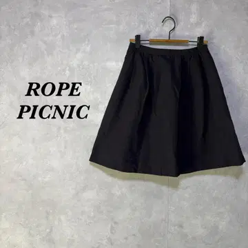 ROPE PICNIC 미디 스커트 플레어 턱 블랙 M 4834N