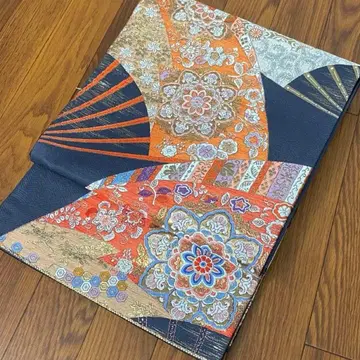 순수 실크 6통 후쿠로 오비 구백 문직금 포멀