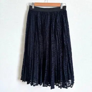 컴시즘 롱 기장 플리츠 스커트 전체 레이스 깔끔하고 세련된 모드