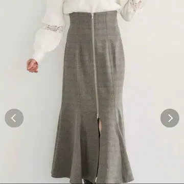 머큐리 듀오 프론트 ZIP 머메이드 롱 스커트 글렌체크