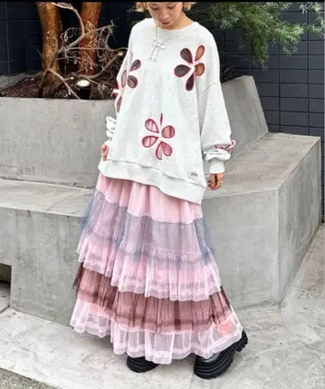 HELLO.SANFRANCISCO 컬러 블록 튤 캉캉 스커트