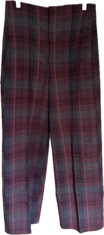 URBAN OUTFITTERS 버건디 체크 캐주얼 팬츠