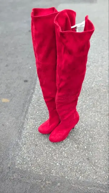 빨간색 니하이 부츠 23.5cm