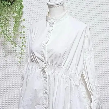 GLR (M) 셔링 튜닉 언밸런스 헴 블라우스 화이트