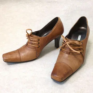 [일본제] zuccotto 천연 가죽 레이스업 펌프스 브라운 23cm