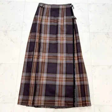 O'NEIL OF DUBLIN 맥시 길이 플리츠 퀼트 체크 스커트