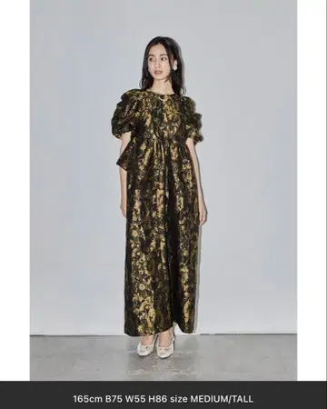 버블 슬리브 자카드 드레스 원피스