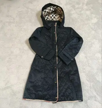 네이비 퀼팅 롱 코트