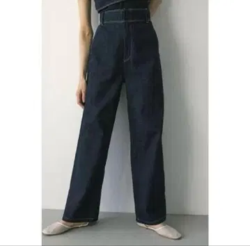 스타일 믹서기 코튼 린넨 하이웨스트 데님 S