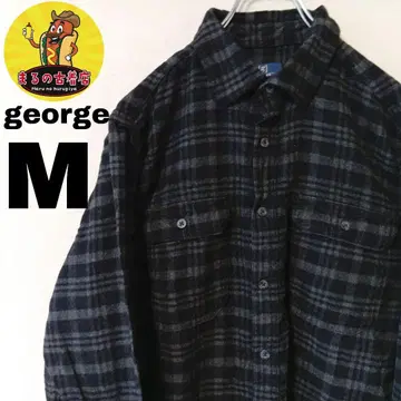 USA 구제 의류 george 플란넬 셔츠 M 블랙 그레이 체크