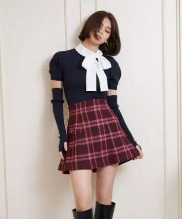 SNIDEL 트위드 플레어 스커트 숏 팬츠